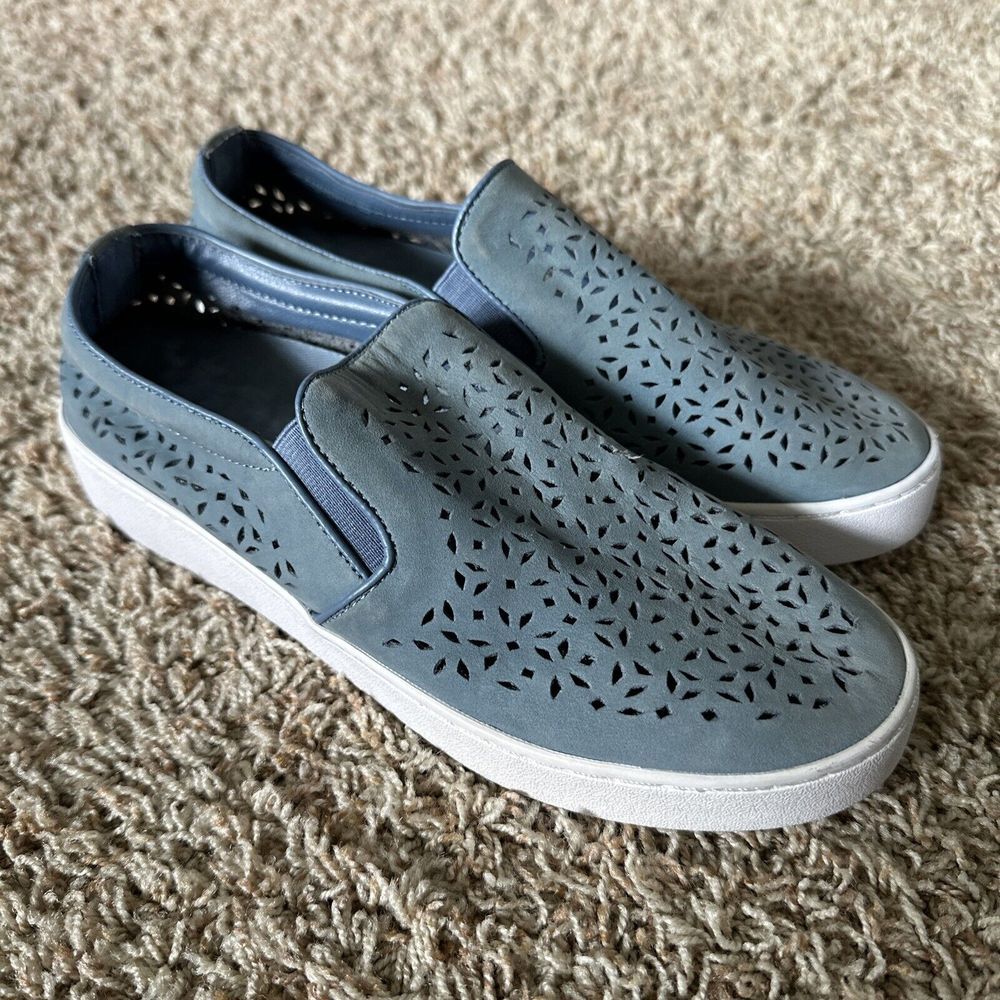 Vionic Women Size 7 356 Midi Perforated Slip On‎ Shoes Blue Suede Sneaker